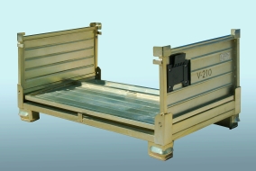 Detail of a metal pallet with sides